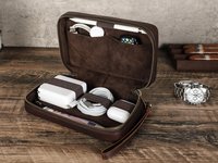 Pochette de voyage en cuir personnalisée sac de rangement tablette électronique câble accessoires organisateur produits numériques câble chargeur cas