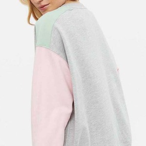 Nueva venta al por mayor de mujeres de color bordado bloque cuello redondo sudadera poliéster/algodón invierno bloque de gran tamaño Panel - Product Image 6