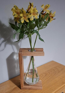 Vase moderne de luxe en bois pour anniversaire de mariage, fait à la main, grain de bois naturel, écologique, personnalisable, diamètre, décoration de table, décoration de la maison - Product Image 4