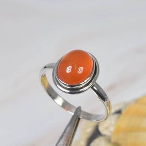 <b>Top</b> Quality Carnelian Smooth Oval Shape Gemstone Ring 925 Sterling <b>Silver</b> Party Wear Rings Jewelry From Indian Manufacturer Bulk - Product Image 1