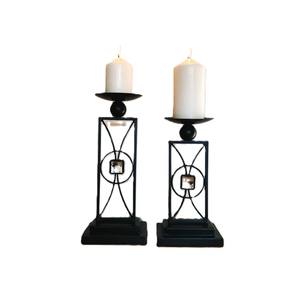 ชุดเชิงเทียนโลหะสีดำสองแบบที่มีเอกลักษณ์เชิงเทียนเหล็กหนาสูงสำหรับตกแต่งบ้านคริสต์มาสวันเกิด - Product Image 3