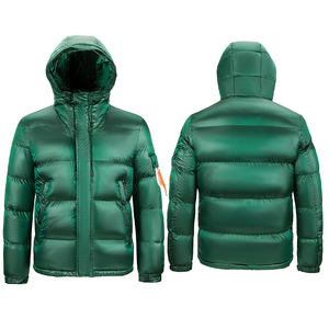 Chaquetas acolchadas de invierno para hombre con logotipo personalizado ODM, abrigos de burbujas con cuello levantado y tela de lona cálida para exteriores - Product Image 3