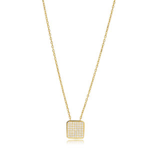 Collier à breloque en argent sterling 925 avec zircon blanc minimaliste de forme carrée, bijoux de mariage, vente en gros - Product Image 6