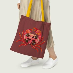 High Quality Cute Crab <b>Tote</b> Bag Zipper Closure Solid Color Nylon <b>Plastic</b> Material Cotton Portable Outdoor-Friendly for All - Product Image 4