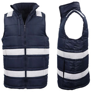 Hi Vis Puffer Workwear Vest Zip Up w Bande Réfléchissante Quilted Puffer Veste Traditionnelle - Product Image 5