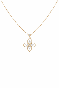 Collier pendentif en diamant floral cultivé en laboratoire en or massif 18 carats, design floral élégant, bijoux fins pour femmes, cadeau - Product Image 2