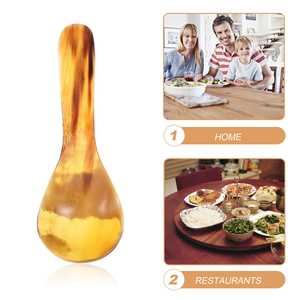 Cuchara para servir grande con mango negro Cabeza de cuerno marrón Cubiertos hechos a mano Cubiertos para ensaladas Utensilios de cocina Uso de mesa de alta calidad - Product Image 5