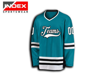 Jersey de equipo de impresión por sublimación de Jersey de hockey personalizable de alta calidad OEM con encaje para jugadores y aficionados al hockey sobre hielo - Product Image 6