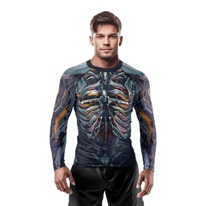 Adult BJJ <b>Rashguard</b> Eco-Friendly Quick Dry Stretch Breathable Compression Top Half Sleeve Spandex/Polyester Custom Logo MMA - Product Image 2