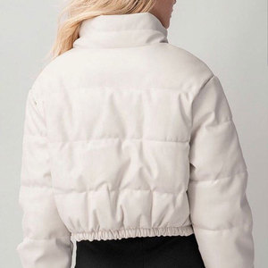 Quilted Winter <b>Coat</b> with Cropped Design Trendy Casual Outerwear for Ladies Women Leather Puffer Jacket - Product Image 5