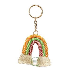 Llavero Acrílico Tejido Artesanal Bohemio Personalizado con Diseño de Arcoíris, Ecológico, para Pascua, Bautizo, Regreso a Clases, Aniversarios y Otras Ocasiones - Product Image 2