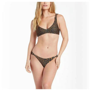 Traje de Baño Brasileño de Diseño Personalizado, Venta Caliente, OEM, Estampado Animal, 100% Algodón, Secado Rápido, Bikini sin Tirantes para Mujer, Alta Calidad - Product Image 3