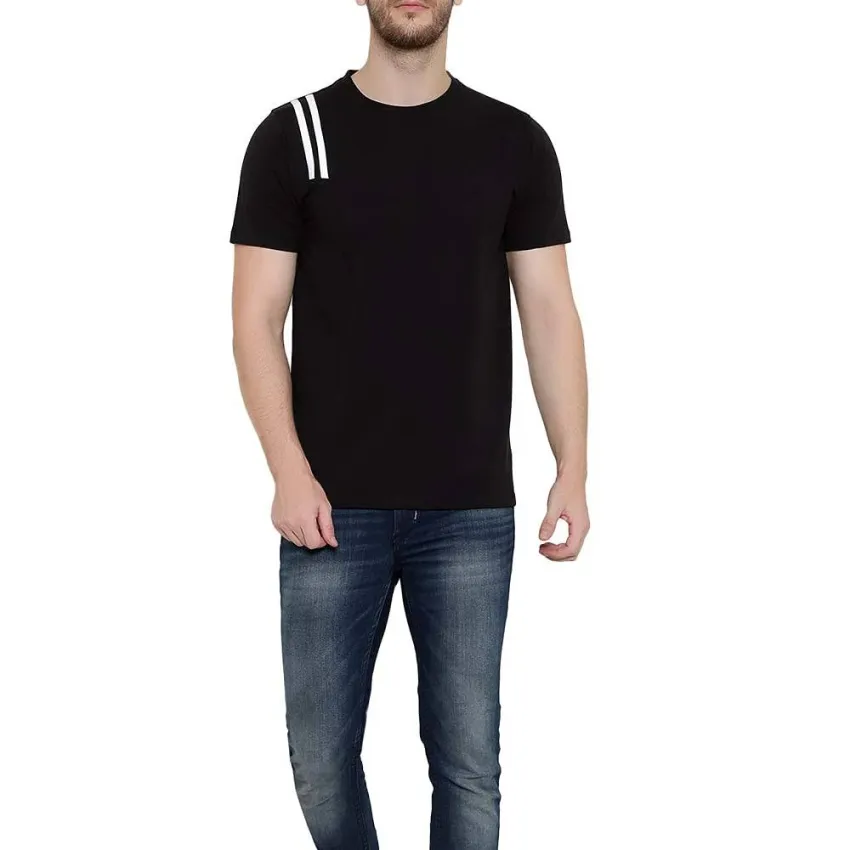 Slim Fit à manches longues nouveau Style t-shirt nouveau Design de mode contraste couleur panneau coton t-shirt pour hommes