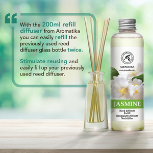 Recharge liquide pour diffuseur d'arômes Aromatika au jasmin naturel 200 ml – Huile parfumée longue durée pour diffuseur à bâtonnets - Product Image 2