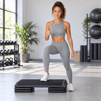 Plateforme de Step Aérobic Multifonctionnelle Réglable en Hauteur en PE pour Entraînement en Salle de Sport et à Domicile