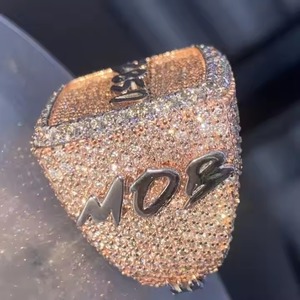 Joyería exclusiva de lujo Iced Out Hip Hop Jewelry Pass VVS Natural y Lab Grown Diamond Ring Band Joyería fina unisex - Product Image 4