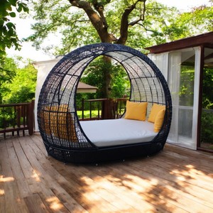 2025 Best-seller Ensemble de mobilier d'extérieur moderne fabriqué au Vietnam Canapé de jardin Lit de soleil en rotin à cadre en aluminium pour hôtels Villas en osier - Product Image 2