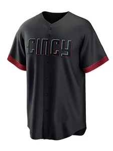 Men's Baseball Jersey Cincy <b>Sewing</b> Embroidery Sports Uniforms Breathable Outfits Casual Sports Short Sleeves Shirts with Buttons - Product Image 6