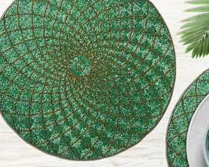 Sets de table perlés avec motif floral personnalisé pour la décoration de table lors de fêtes de Noël, rouge et vert - Product Image 4