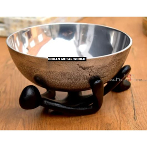 Bol de service à chocolat créatif en métal argenté avec support Bol de vaisselle d'hôtel au design moderne écologique pour l'utilisation de fête de mariage - Product Image 1