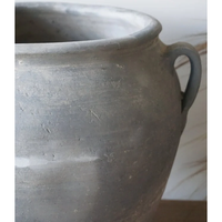 Set Pot Bunga Terakota Rustic Besar Aura Peeperkorn Gaya Desain Japandi Abu-abu Keramik Buatan Tangan 30cm Taman Buatan