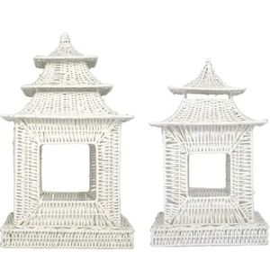Venta al por mayor de farolillos de boda de pagoda de ratán natural, mesa decorativa, adornos navideños, mimbre de Vietnam - Product Image 1