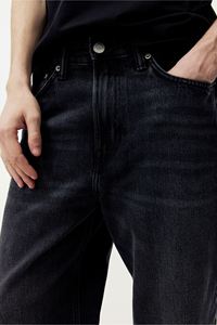 กางเกงยีนส์ผ้าฝ้าย100% สำหรับผู้ชาย, กางเกงยีนส์สีดำทรงหลวมทรงตรงเอวสูงสวมใส่สบายใช้ได้ทุกวันจากโรงงาน - Product Image 5