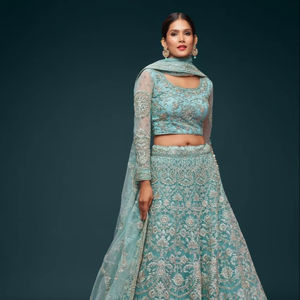 Estilo tradicional moderno 7904 Net Zeel Designs para ropa india y pakistaní Lehenga Choli - Product Image 3