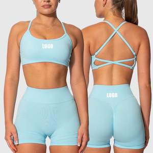 Conjuntos Deportivos de 2 Piezas para Mujer, Talla Grande, Ropa Deportiva para Gimnasio, Yoga, Secado Rápido, Sin Costuras, 22 Colores Sólidos, Popular en 2025 - Product Image 1
