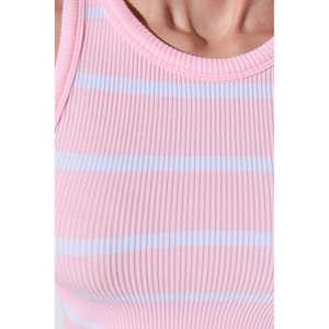 Crop top rayé rose et blanc - Product Image 5