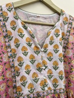 Robe longue maxi en coton écologique à imprimé floral, couleurs mélangées, tenue décontractée traditionnelle, décoration brodée, matière 100% coton