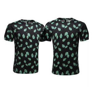 New Arrival high quality Black T-Shirt With Green Monstera Leaf Print Short Sleeve Casual Wear - Product Image 4