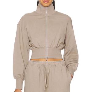 Conjuntos Deportivos Cortos Grises con Logotipo Personalizado, Conjuntos Deportivos con Cremallera para Mujer, Transpirables, para Exteriores, Estilo Urbano, Conjuntos Deportivos para Mujer - Product Image 2