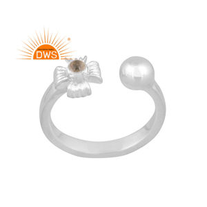 แหวนควอตซ์คริสตัลธรรมชาติเงินสเตอร์ลิงแหวนปรับได้ผู้ผลิตเครื่องประดับตามสั่ง - Product Image 1