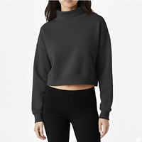 Sudadera de invierno personalizada para mujer, de manga larga, corte holgado, cuello simulado, estilo casual lavado