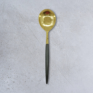 Ensemble de cuillères en laiton de haute qualité de style moderne manche noir classique fait à la main fabricant indien original pour la fête nourriture voyage - Product Image 5