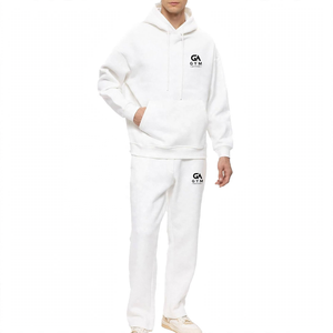 Ensemble de survêtement d'hiver blanc pour homme GYM Active, pantalon de jogging, couleur unie, manches longues, coupe décontractée, poids moyen, respirant - Product Image 1