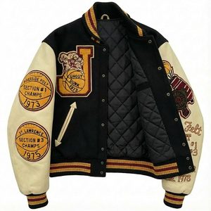 Veste universitaire vintage pour homme, manches en cuir et laine, logo brodé en chenille, vestes universitaires personnalisées, veste de baseball pour homme - Product Image 3