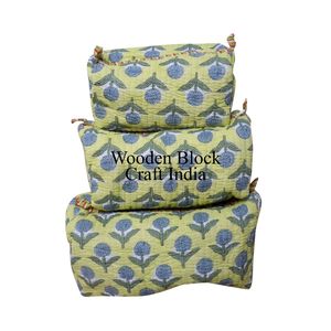 Juego de 3 Bolsas de Cosméticos Acolchadas con Cierre, 100% Algodón, Ecológicas, para Mujer, para Artículos de Tocador - Product Image 1