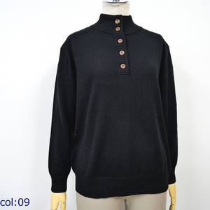 Online High-Neck Premium Wool Sweater for Ladies Branded Custom Light <b>Weight</b> Knitted Casual Button Decoration for Bulk Orders - Product Image 6