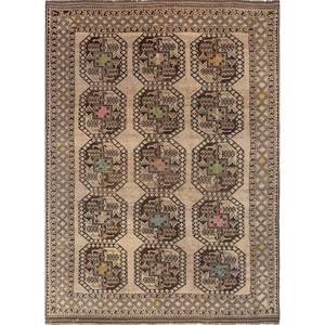 พรมขนสัตว์ถักมือสีเบจและสีน้ำตาล ลายเรขาคณิตและนามธรรม สำหรับห้องนั่งเล่น ห้องโถง หรือพื้นที่วัยรุ่น-Pae-5778 - Product Image 1