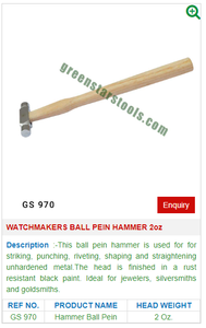 2oz GS 971 Relojeros Bola Pein Martillo Herramientas de joyería esenciales para joyeros profesionales - Product Image 2