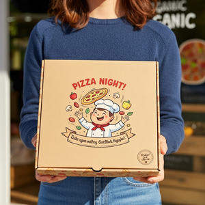 Caja de pizza personalizada reciclable hecha de papel Kraft marrón Tinta ecológica Diseño personalizado Impresión Microondas Seguro Personalizable - Product Image 4