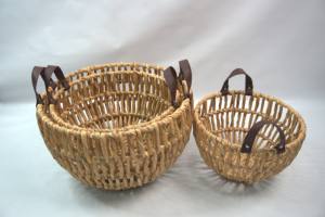 Ensemble de 3 paniers de rangement multifonctionnels ronds en jacinthe d'eau écologiques - Product Image 4