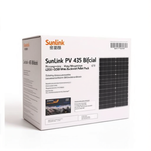 Panneau solaire bifacial SunLink PV 435 HJT 420W-600W, verre poly/cristallin, face avant blanche, dos blanc, emballage sur palette - Product Image 2
