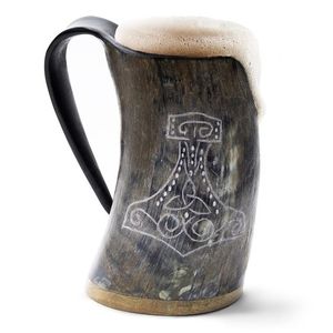 Hot Selling Polished Natural Horn Viking Drinking Wine Horn Mug with Grip Buffalo Drinking Viking Drinking Best Price - Product Image 1