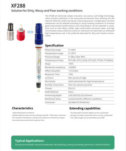 Sensor de Electrodo de pH <span class=keywords><strong>Industrial</strong></span> XF288 para Medidor de pH, Sonda de Monitoreo de Calidad del Agua de Aguas Residuales de Proceso, Conductividad de 0-100S/cm - Product Image 3