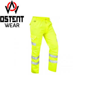 Pantalones de trabajo de lona transpirables de alta visibilidad recién llegados al por mayor pantalones planos de seguridad con cremallera media hechos a medida para exteriores - Product Image 1