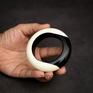 Pulseras de joyería de madera Natural artesanal de Vietnam para mujer joyería laca brazalete blanco y negro - Product Image 5