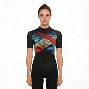 Maillot de cyclisme sur route pour femmes, personnalisé, de haute qualité, séchage rapide, respirant, léger, à rayures colorées, sublimation, vente en gros OEM - Product Image 3